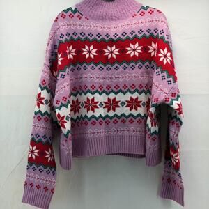 New 33degrees Women's Festive Patterned Sweater - Pink and Red